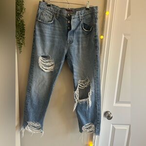 7 for all mankind Distressed Light Blue Ripped Boyfriend Jeans